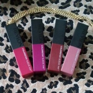 Bundle of Revlon ColorStay Suede Ink Lipstick Set - Pink, Red, Brown, Cream